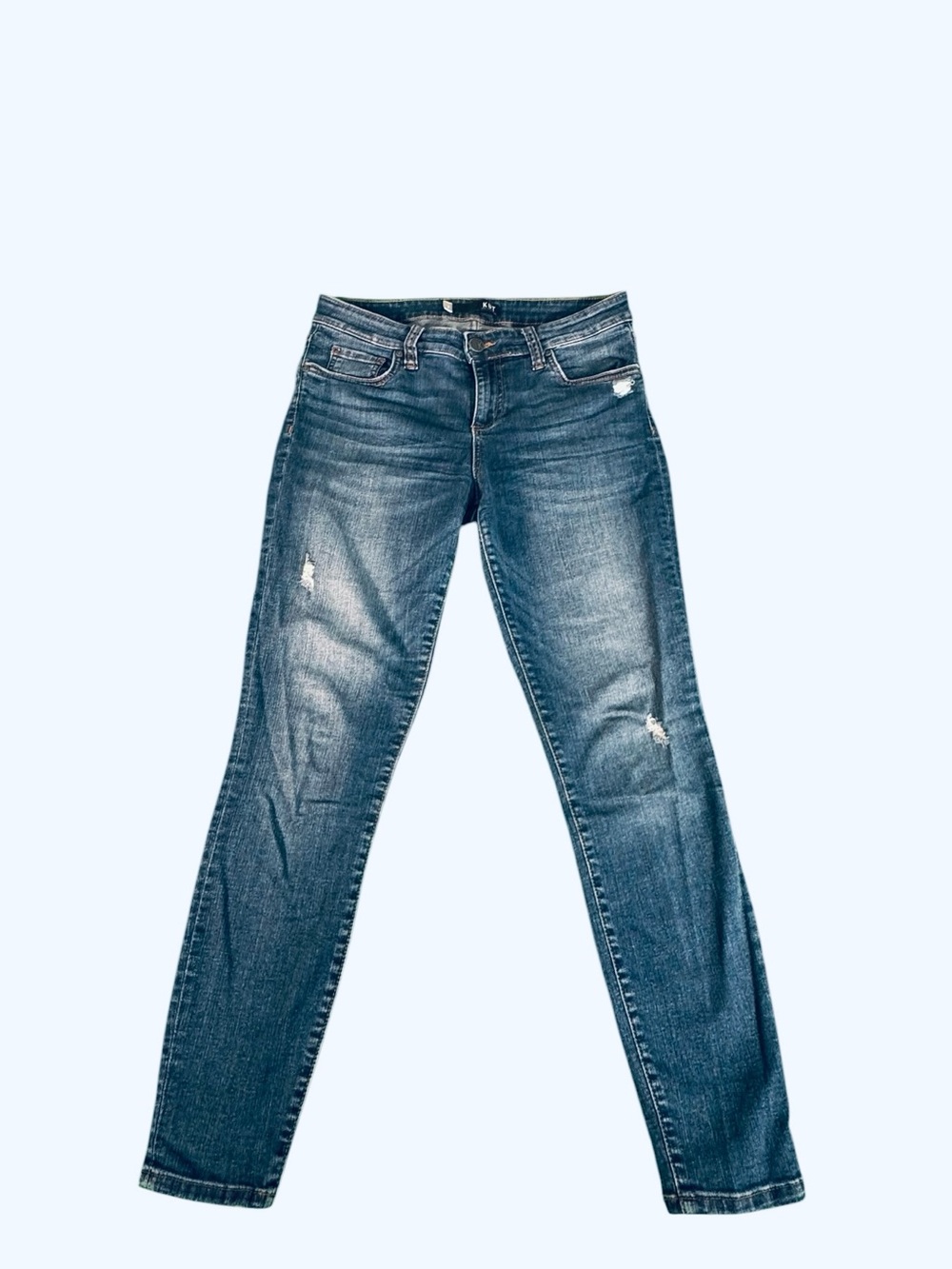KUT from the Kloth Connie Women's Size 8 Blue Denim Ankle Skinny Jeans Raw Hem